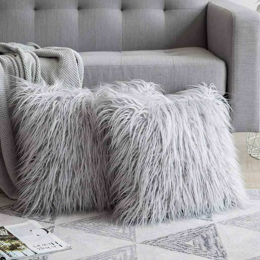 Home Textiles Luxury - 부드러운 긴 모피 푹신한 소파 베개