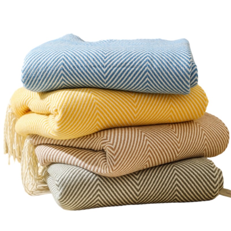 Wool Blanket Herringbone - 북유럽 줄무늬 던지기 담요, 소파 커버,