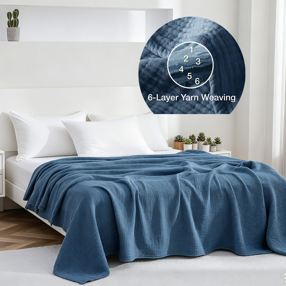 Wool Blanket Herringbone - 6겹 면 모슬린 담요, 가벼운 면
