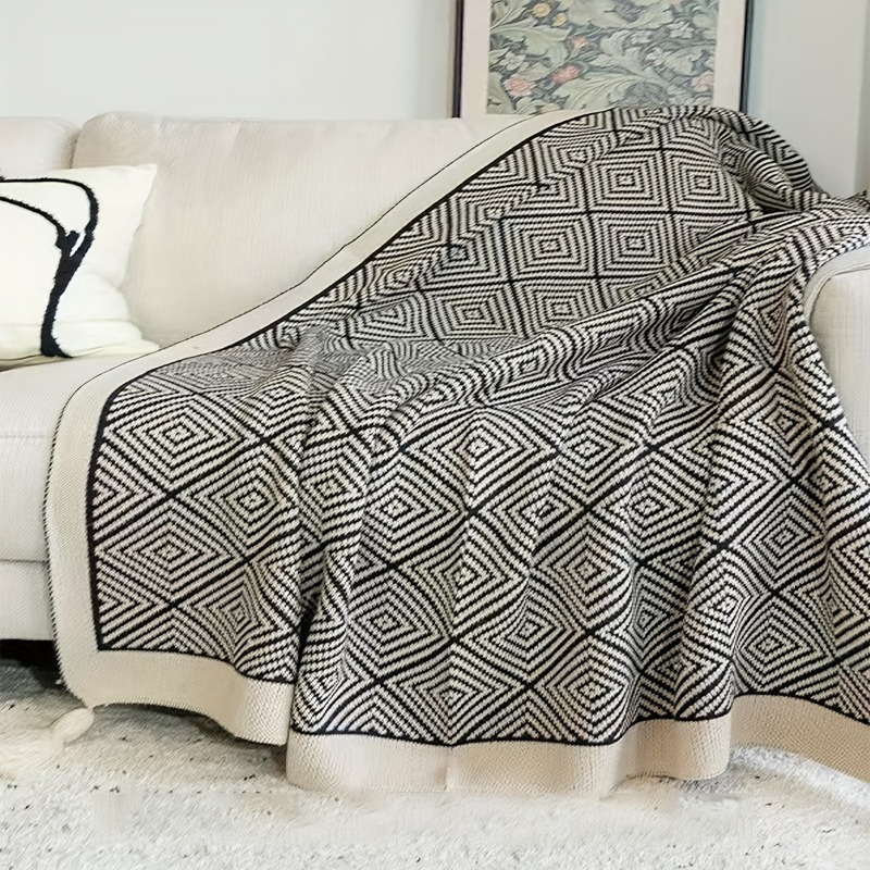 Wool Blanket Herringbone - 1pcs 가정용 보헤미안 소파 던지기 담요-여행용