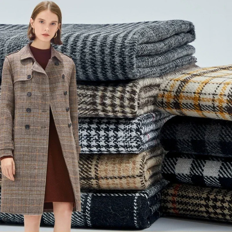 Wool Blanket Herringbone - 체크 무늬 모직 원단 코트, 바람막이