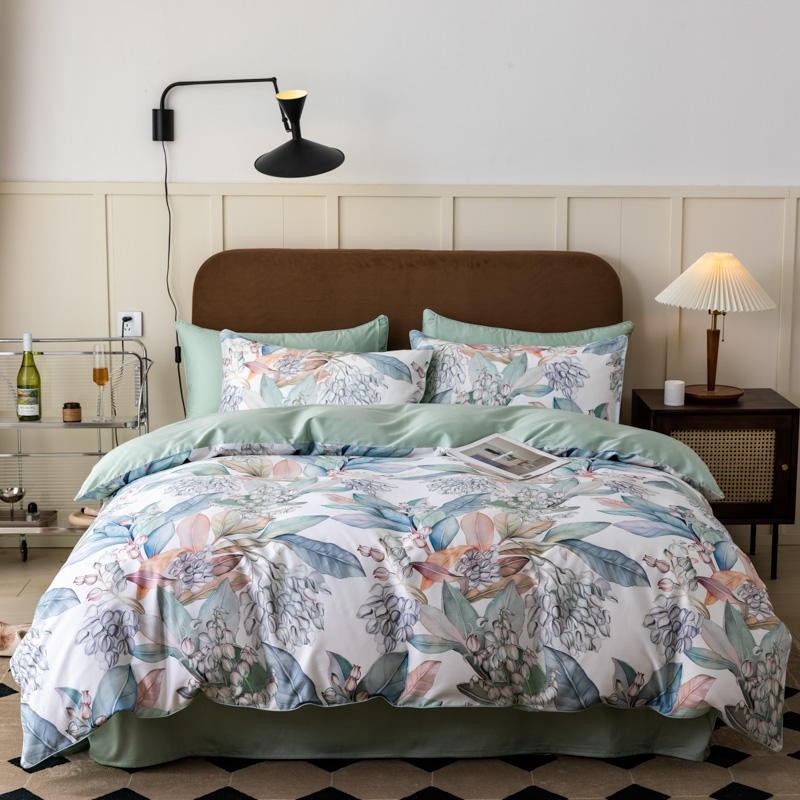 100% 이집트 면 활기찬 열대 잎 꽃 이불 커버 세트 - Home Textiles Premium 리뷰 및 가격