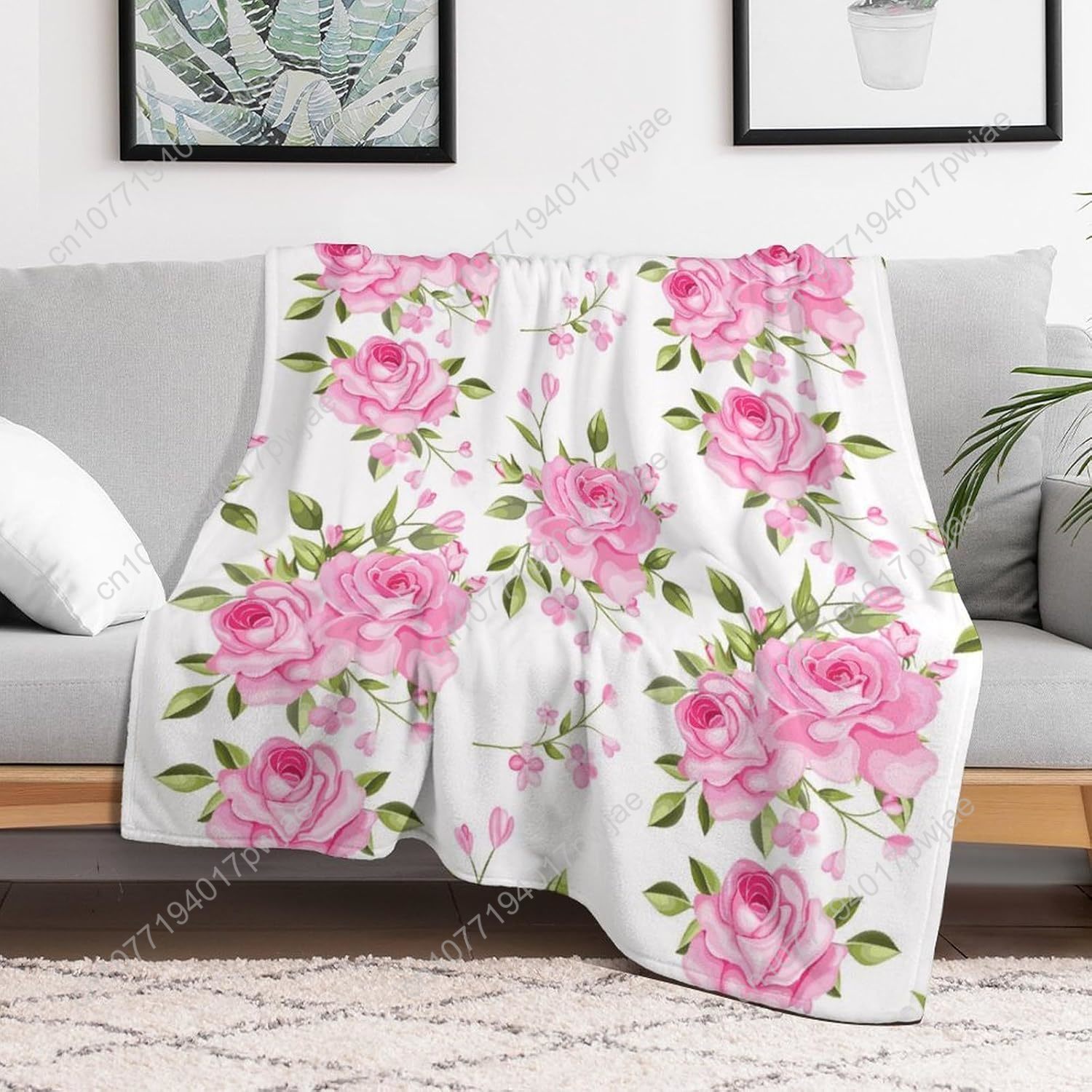 핑크 꽃무늬 담요 플로럴 데코 선물 여성 남성용 슈퍼  - Home Textiles Luxury 리뷰 및 가격