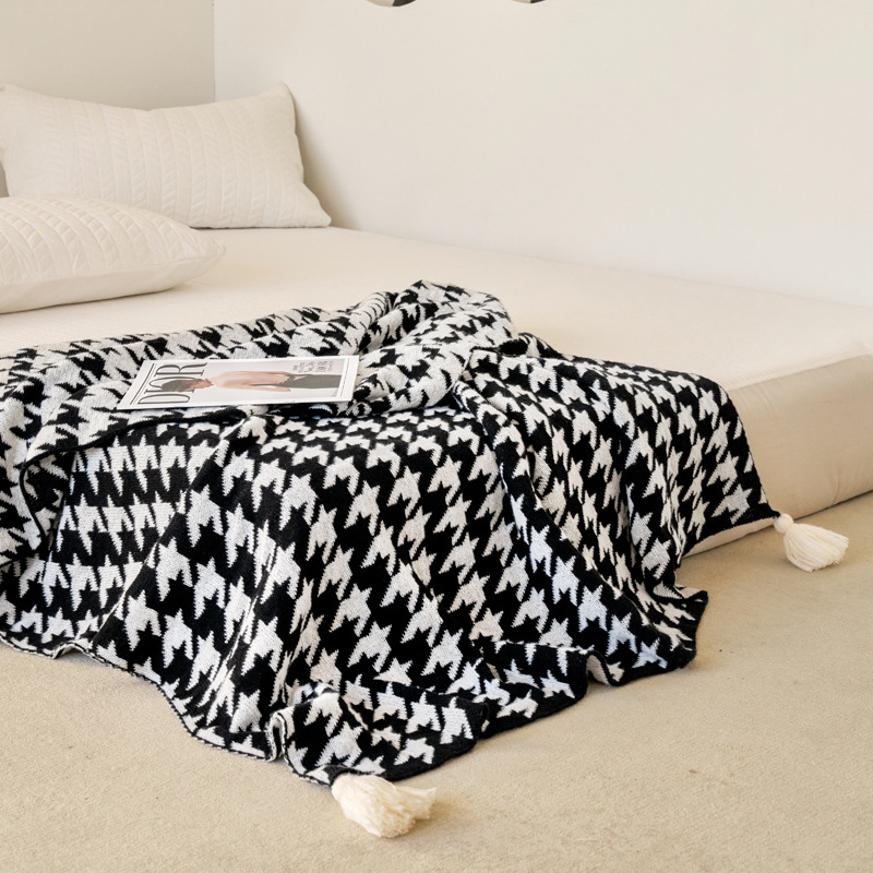 보헤미안 스타일 프린트 니트 담요 고급 피부 친화적인  - Home Textiles Luxury 리뷰 및 가격