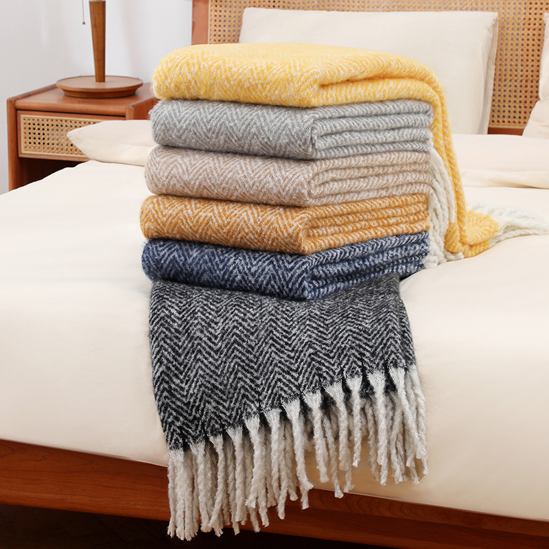 유럽 및 미국 스타일 솔리드 소파 담요 낮잠 에어컨 담 - Wool Blanket Herringbone 리뷰 및 가격