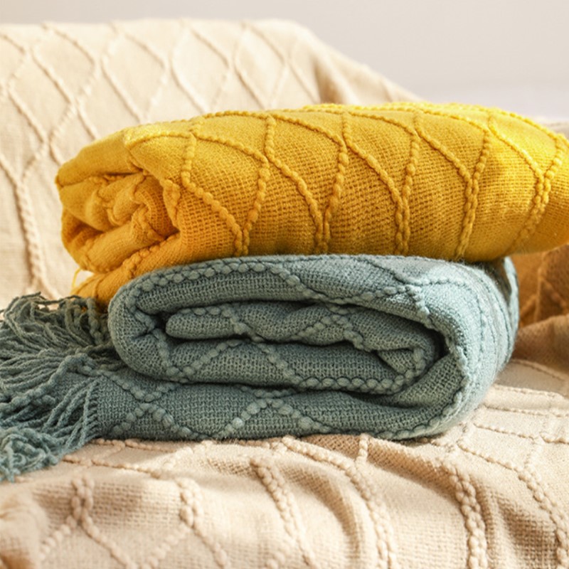 술 달린 보호 직조 던지기 담요, 자카드 질감, 아늑한 - Wool Blanket Herringbone 리뷰 및 가격