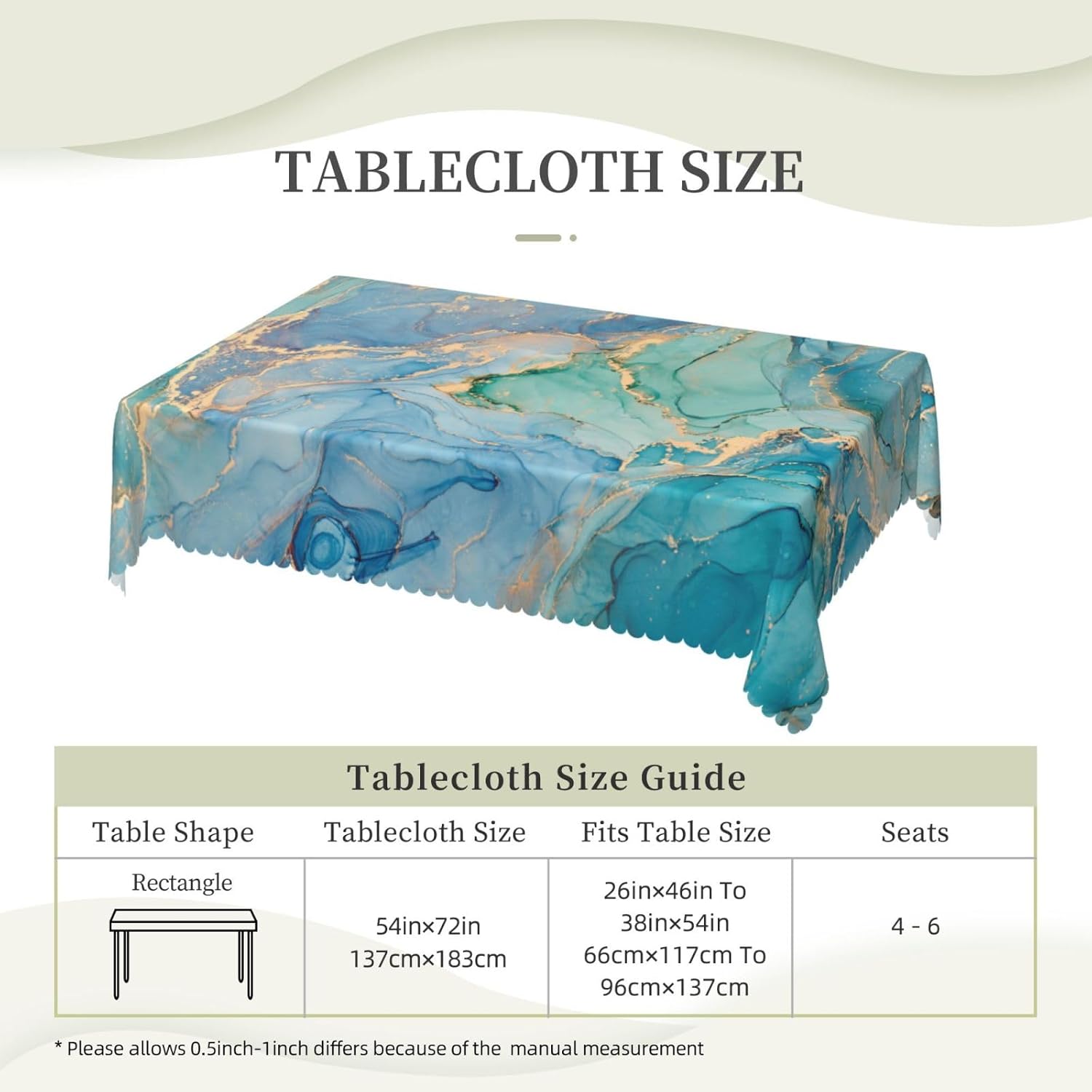 럭셔리 청록색 대리석 플루이드 테이블보, 우아한 주방  - Home Textiles Premium 리뷰 및 가격