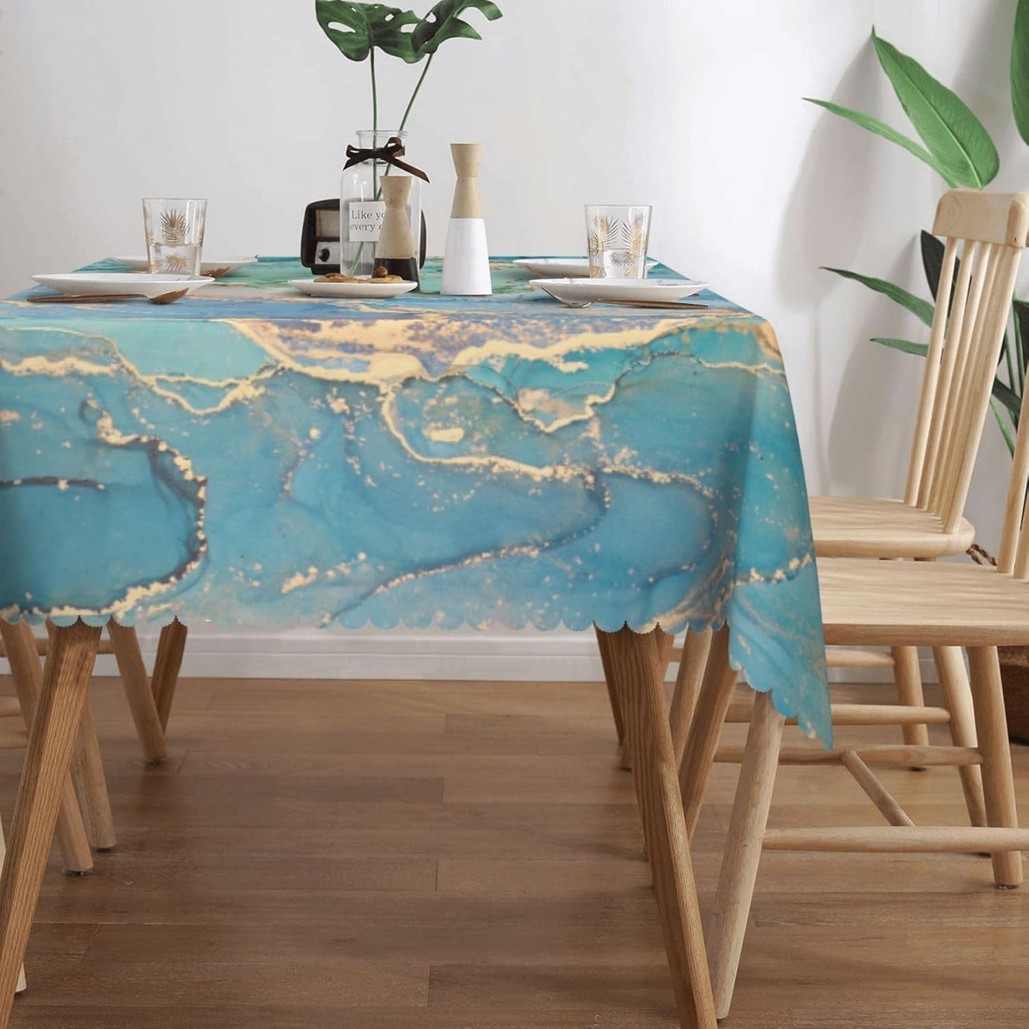 럭셔리 청록색 대리석 플루이드 테이블보, 우아한 주방  - Home Textiles Premium 리뷰 및 가격