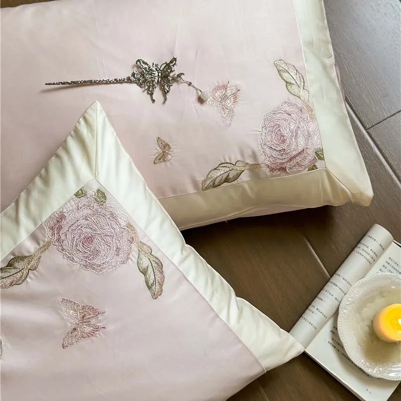 프리미엄 이집트 코튼 침구 세트, 시크한 꽃 자수 라일 - Home Textiles Premium 리뷰 및 가격