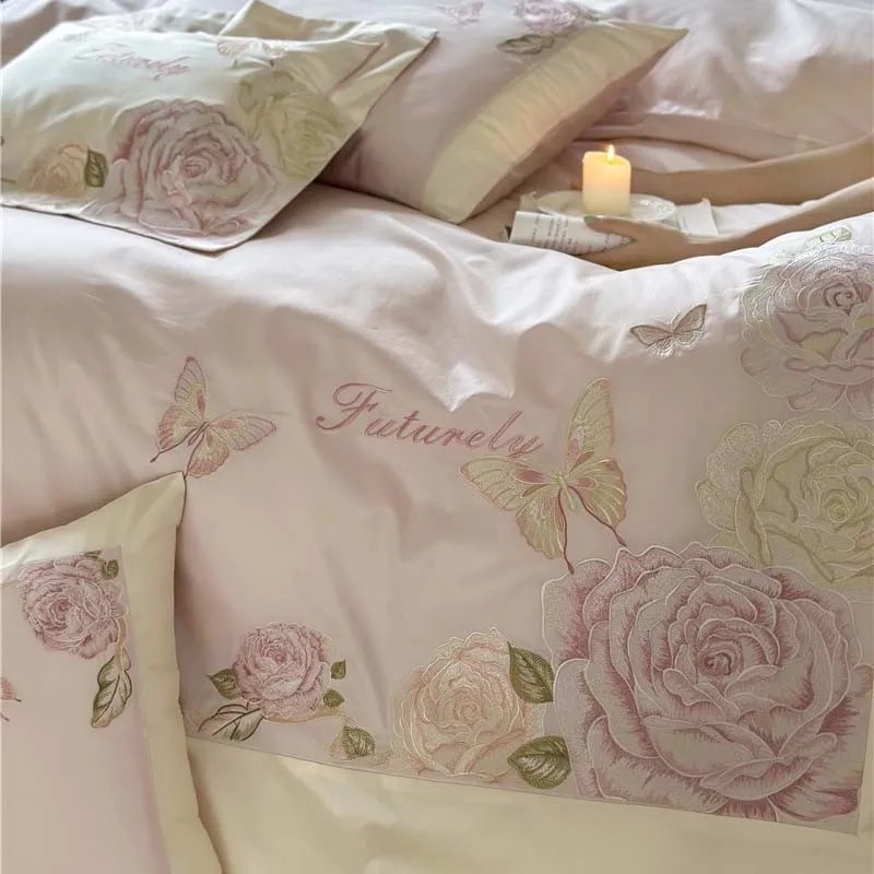 프리미엄 이집트 코튼 침구 세트, 시크한 꽃 자수 라일 - Home Textiles Premium 리뷰 및 가격